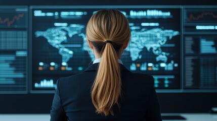 Futuristic Financial Strategy Meeting with Holographic Data Projections in Sleek Modern Office