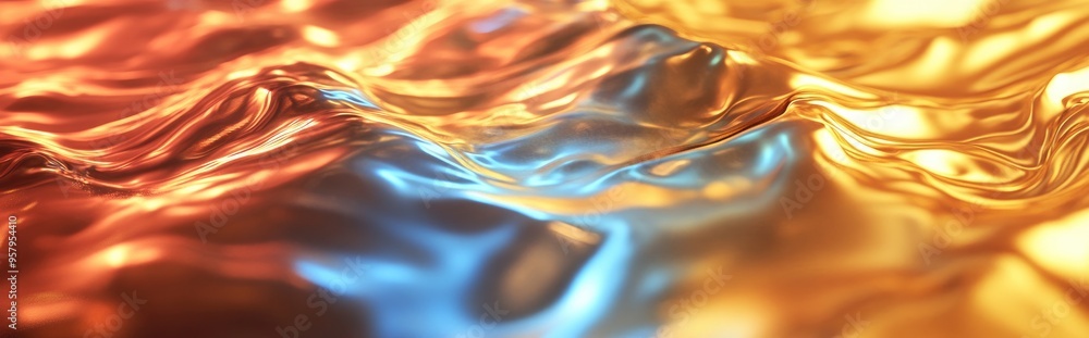 Poster gold foil backdrop featuring light reflections textured golden surface 3d rendering luxurious shiny 