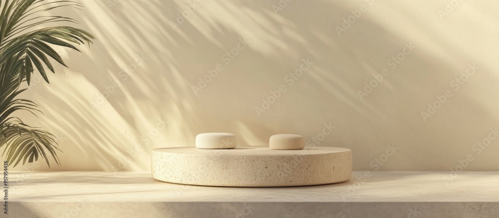 Poster Minimal background mockup featuring a podium for showcasing products 3D rendering