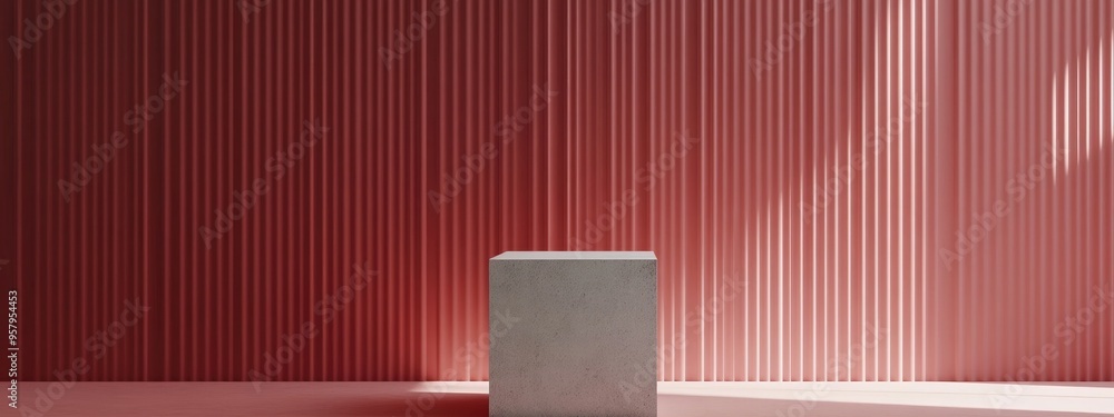 Aufkleber Minimalist abstract backdrop with a pedestal featuring 3D illustration and rendering