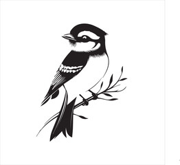 lack  Blue jay Silhouette Vector on Whit Background