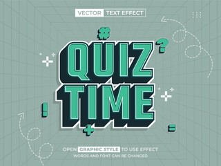 quiz time editable text, font effect, 3d text for title