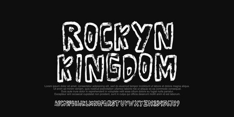 Grunge Font Alphabet. Rustic Font. Distressed Font. Rough Font. Handwritten. Uppercase. Number . For Fashion Sport Film Movie Design Vector illustration
