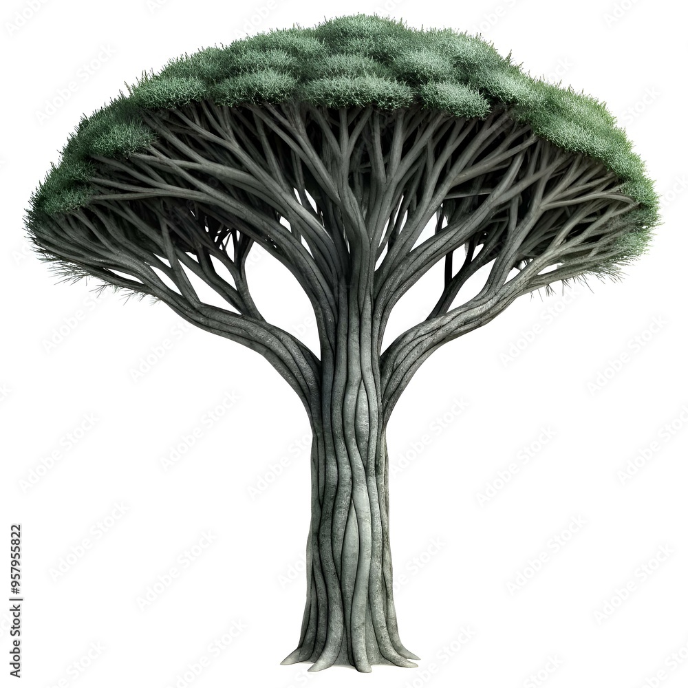 Aufkleber 3d model of a unique and beautiful dragon tree with a distinctive. gnarled trunk and a dense canopy 