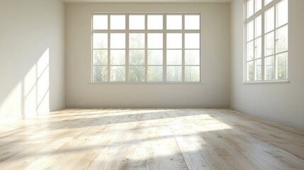 Bright Contemporary White Room with Ample Space for Content Creation