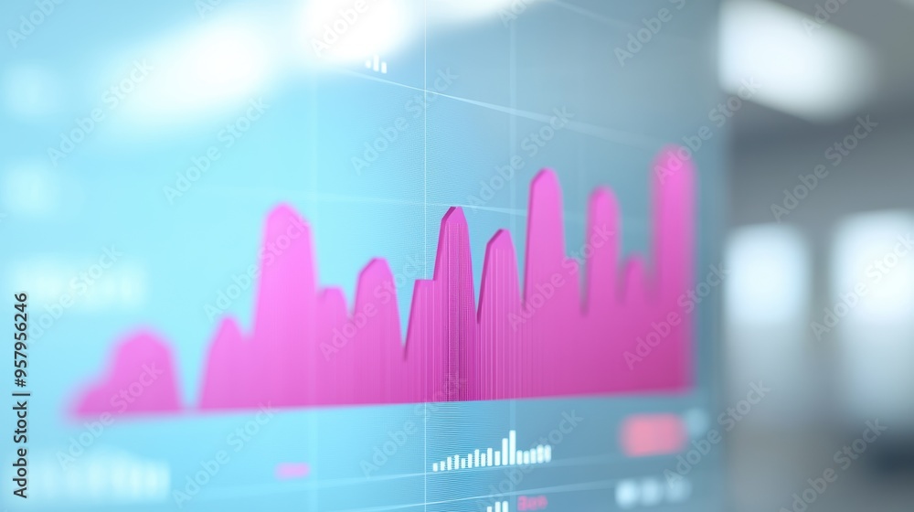 Poster Futuristic Business Forecast Cloud-Based Data Analysis with Copy Space, Selective Focus,