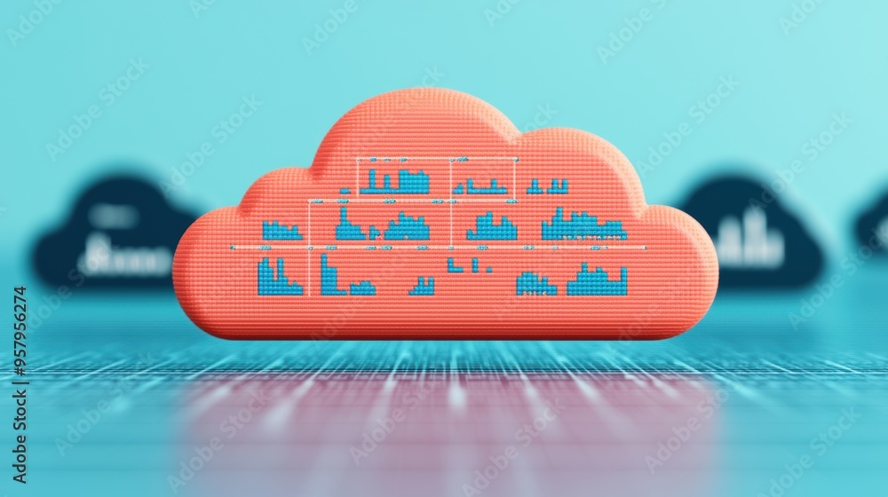 Poster futuristic business forecast cloud-based data analysis concept with copy space, selective focus, in