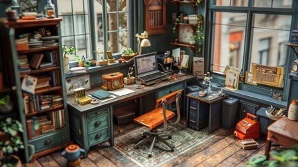 Obraz premium 仕事部屋の風景,Generative AI AI画像