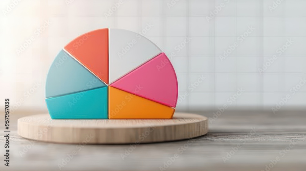 Poster modern investment analysis concept with layered pie charts and copy space for text.