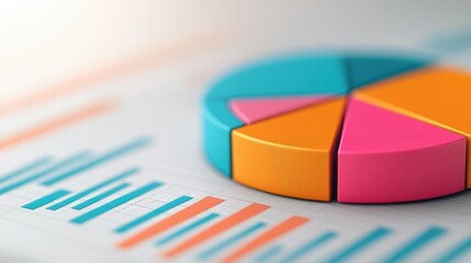 Financial Investment Analysis Concept with Layered Pie Charts and Copy Space, Selective Focus,