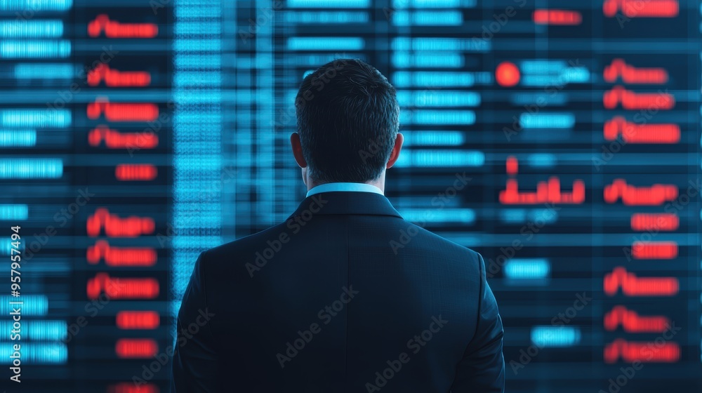 Poster futuristic corporate forecasting in with copy space for text