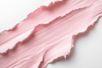 Obraz premium A realistic close-up of a piece of pink torn paper on a white background.