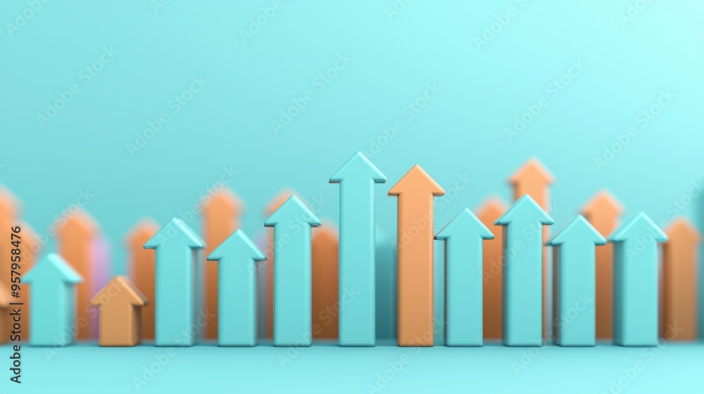 Poster futuristic business growth metrics in digital landscape - with copy space for text in quality
