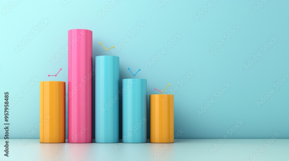 Poster futuristic business expansion concept in digital landscape: growth metrics visualization with copy s