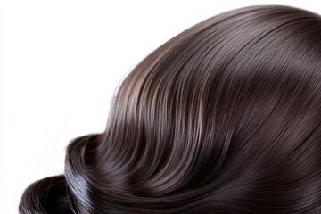 Fototapeta premium A rich brown hair wig styled in loose waves, isolated against a white background.