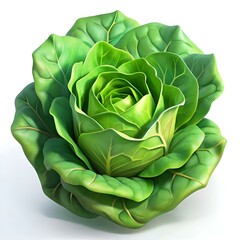 Obraz premium A vibrant 3D rendering of a closed up cabbage. resembling a rose.