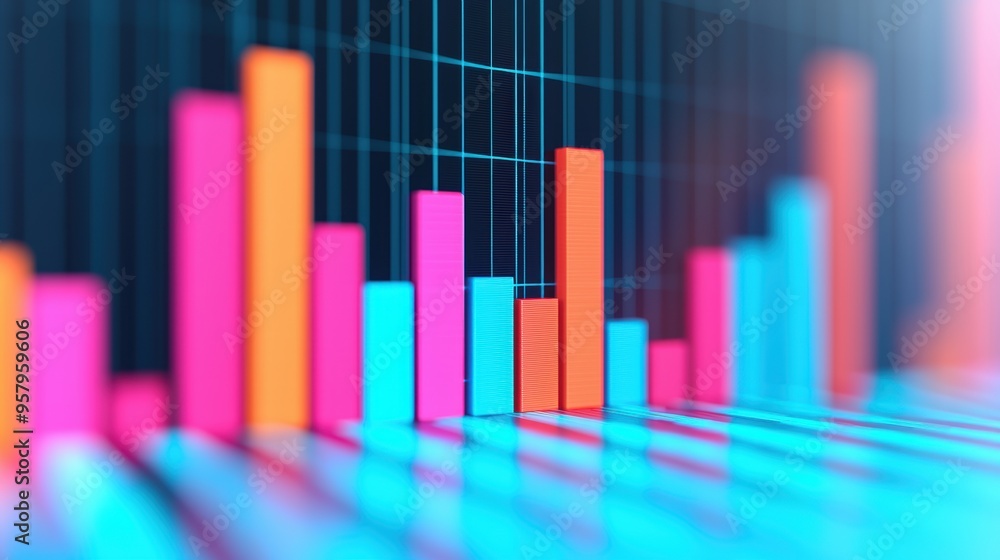 Aufkleber futuristic business insights virtual data-driven analysis concept with copy space, selective focus i