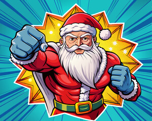 Santa claus superhero costume poster design wall decoration illustration. © Anastasia