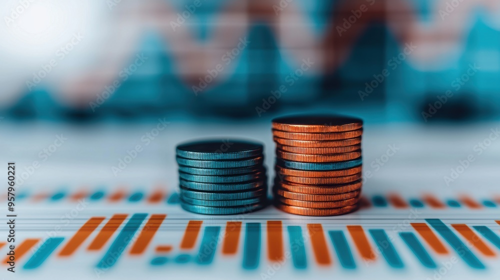 Poster digital financial forecasting with copy space in - selective focus on foreground, quality for busine