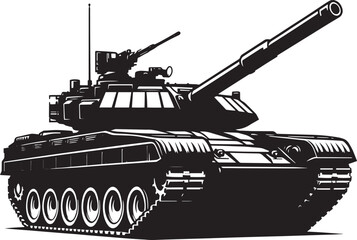 Battle Tank Silhouette vector illustration isolated on a white background military vehicle