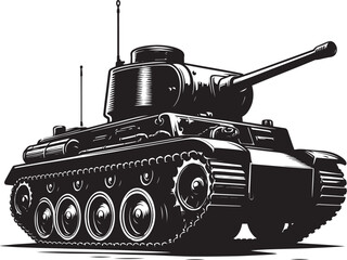 Fototapeta premium Battle Tank Silhouette vector illustration isolated on a white background military vehicle