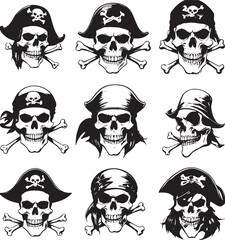 Fototapeta premium Realistic Skull Silhouette Digital Illustrations in Black and White for Medical Purposes 