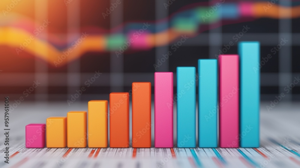 Poster futuristic business strategy visualization with financial forecasting concept, copy space and select