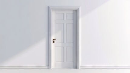 A white door in a white room with a light coming through it