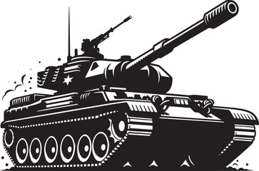 Battle Tank Silhouette vector illustration isolated on a white background military vehicle