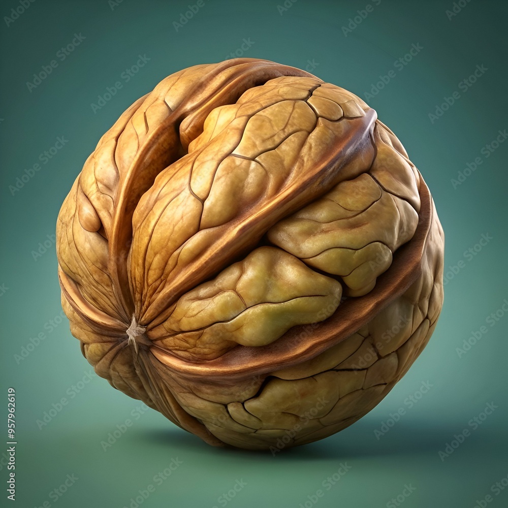 Aufkleber a detailed. high resolution image of a walnut shell with its intricate patterns and textures.