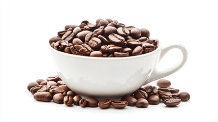 Fototapeta premium Full cup of coffee beans. Large roasted coffee beans