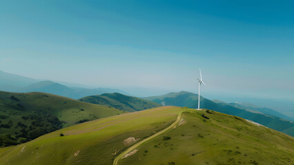 Mountaintop wind turbines generate low-carbon, renewable energy.