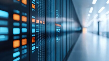 Futuristic Holographic Corporate Strategy in Transparent Office â€“ Business Expansion Concept with Copy Space