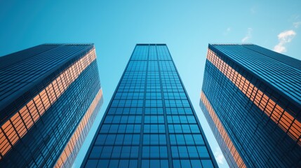 Futuristic Financial District Skyscrapers with Copy Space for Text in Ultra HD Quality