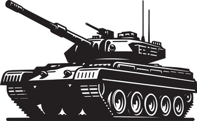 Fototapeta premium Battle Tank Silhouette vector illustration isolated on a white background military vehicle
