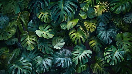 Lush Green Tropical Leaves Pattern