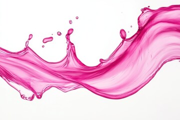 A vibrant splash of pink liquid is captured in mid-motion against a white background.