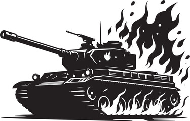 Battle Tank Silhouette vector illustration isolated on a white background military vehicle