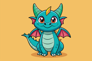 Cute  dragon cartoon, illustration   vector .eps