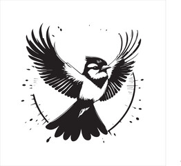 bird, vector, branch, animal, illustration, nature, tree, birds, silhouette, design, art, winter, cute, wildlife, cartoon, crow, beak, black, flower, spring, bullfinch, drawing, leaf, wing, wild