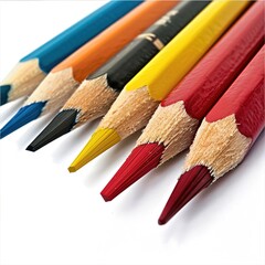 Fototapeta premium Colored pencils laying in row isolated isolated 
