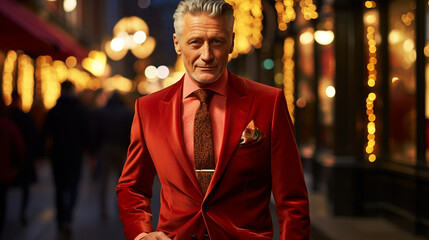 Fototapeta premium Elderly male in trendy clothes