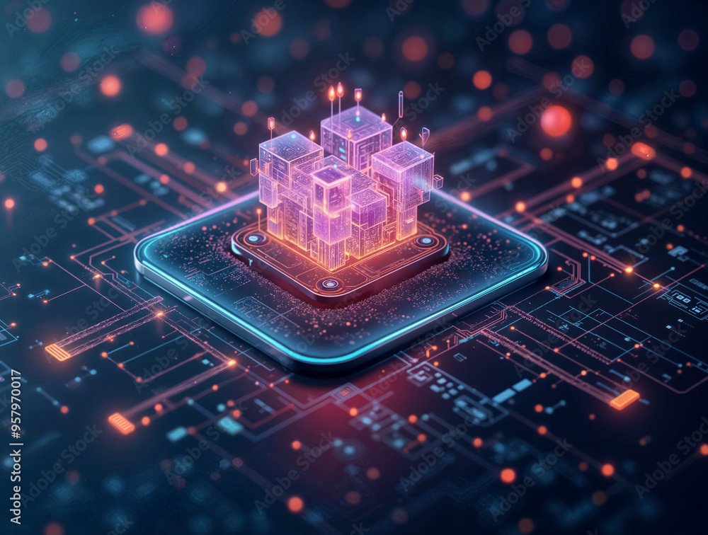 Poster ai processor digital concept. generaive ai