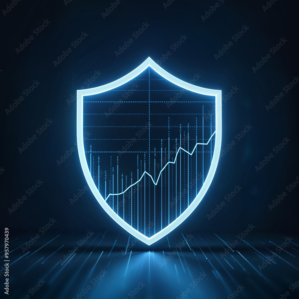 Poster graphs charts numerical finance security logo 3d. generaive ai