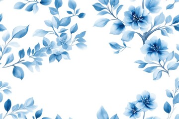Fototapeta premium A boho blue Tree of Life, depicted in watercolor style, forms a seamless pattern on a white background. 