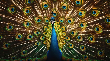 Obraz premium Magnificent Peacock Displaying Its Ornate and Vibrant Feathers