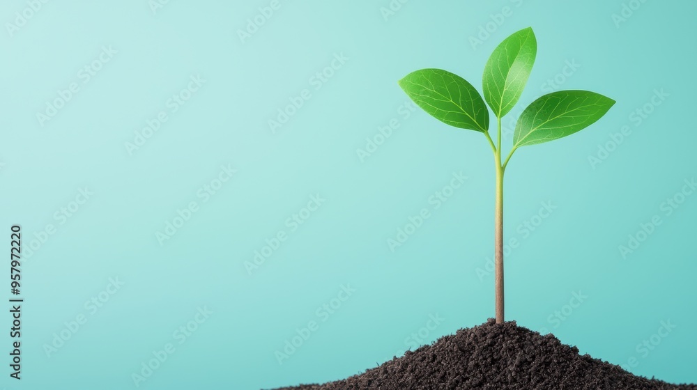 Poster digital business ecosystem: roots and branches concept in with copy space, selective focus.