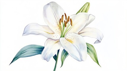 Exquisite Watercolor White Lily: A Visual Journey into Nature's Delicate Beauty