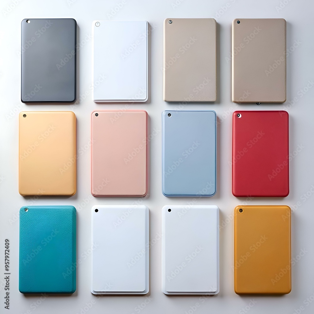 Poster a set of nine colorful square tiles. perfect for creating playful patterns and designs.
