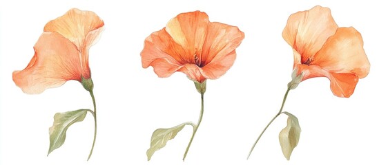 Stunning Watercolor Depiction of Vibrant Orange Flowers for Floral Enthusiasts